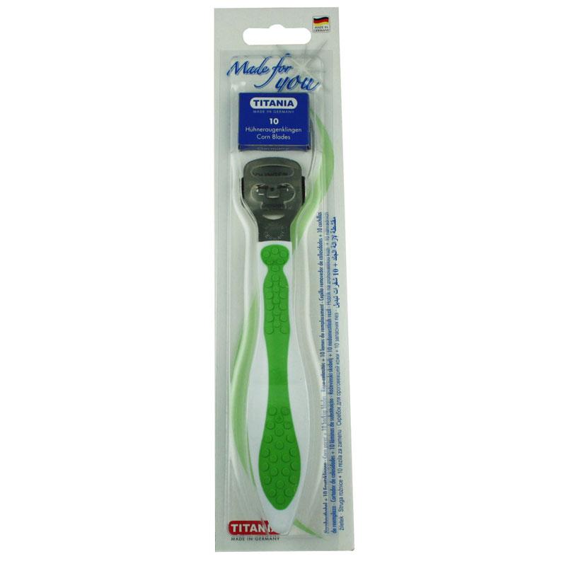 Titania Soft Touch Corn Cutter includes 10 Blades